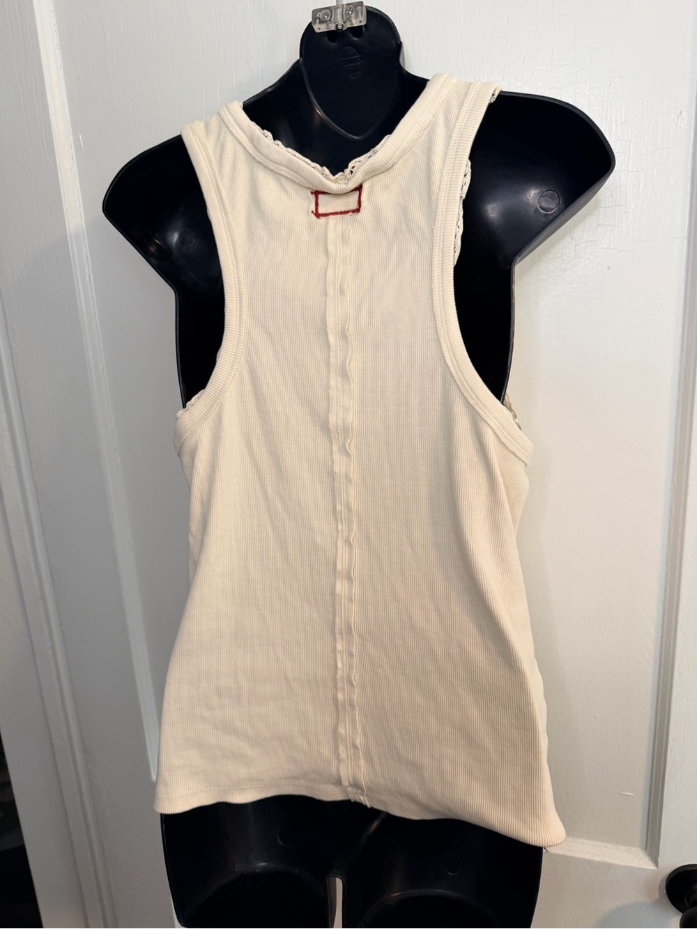 We The Free Cream Ribbed Lace-Trim Tank Top - Picture 5 of 8